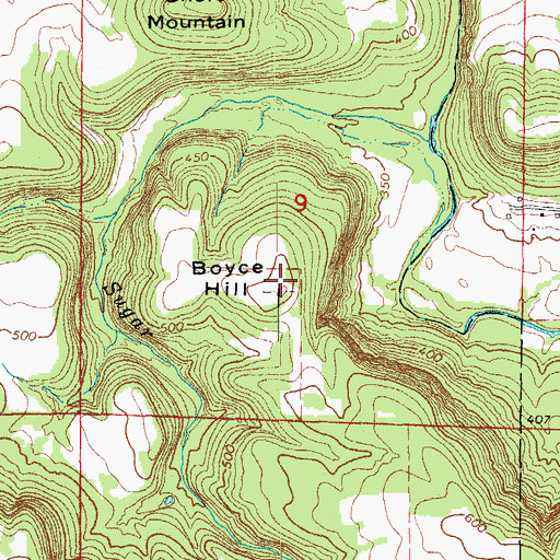 Topographic Map of Boyce Hill, AR