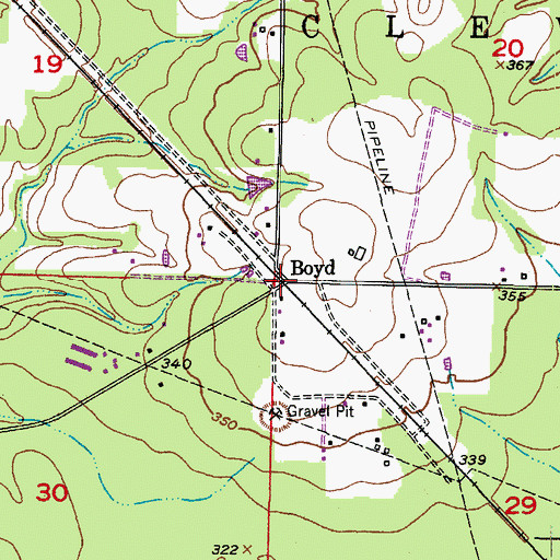 Topographic Map of Boyd, AR