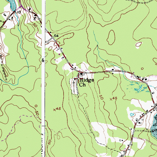 Topographic Map of Ridge Church, ME