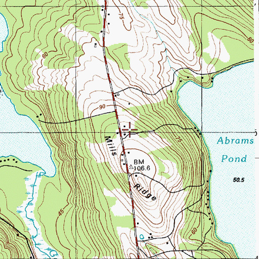 Topographic Map of Ridge School, ME