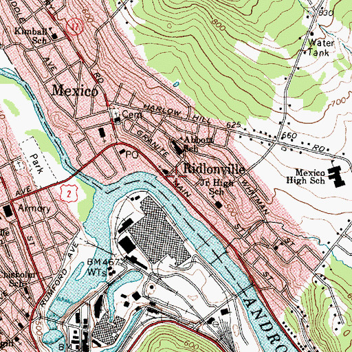 Topographic Map of Ridlonville, ME