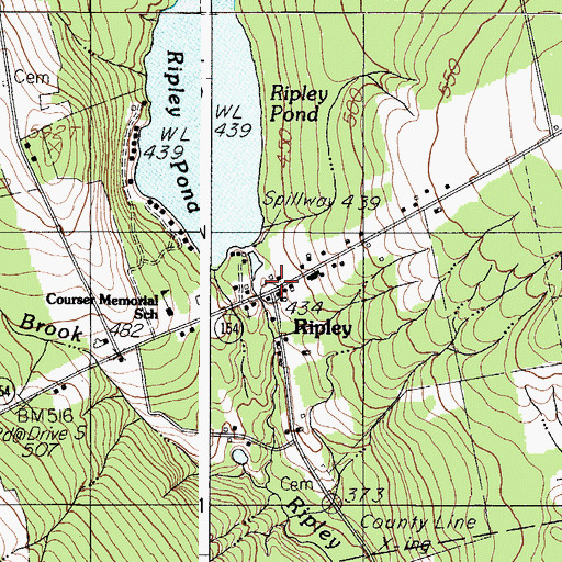 Topographic Map of Ripley, ME
