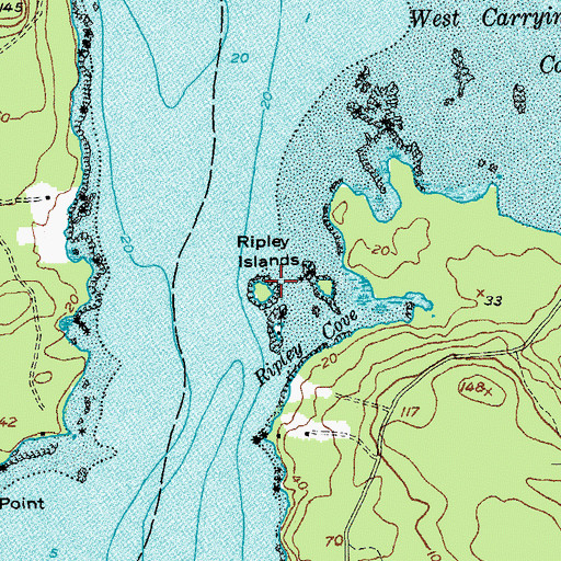 Topographic Map of Ripley Islands, ME