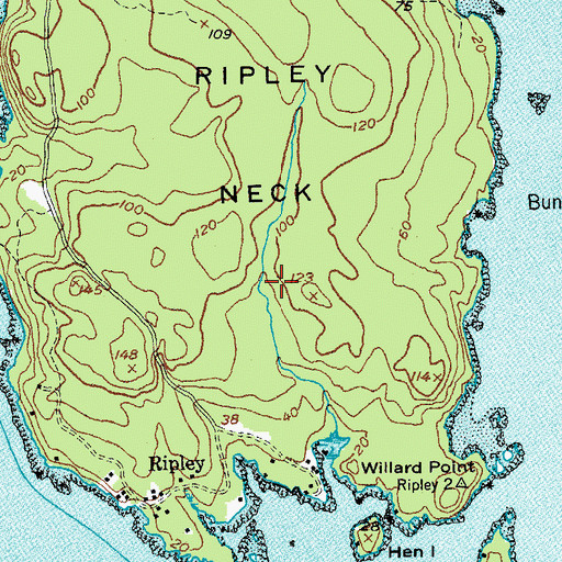 Topographic Map of Ripley Neck, ME