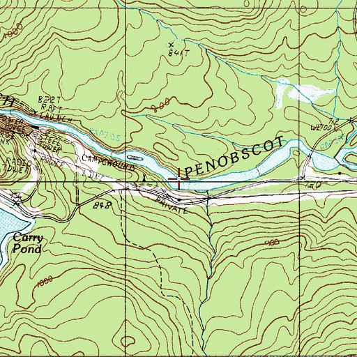 Topographic Map of Ripogenus Gorge, ME