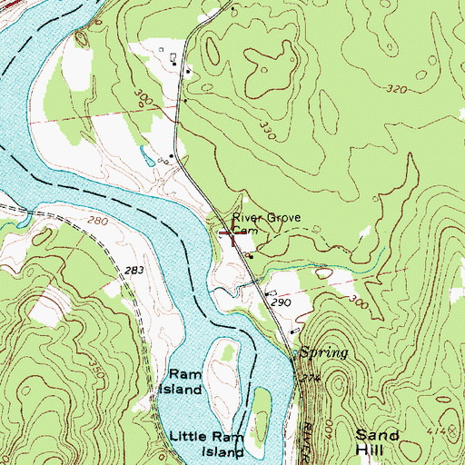Topographic Map of River Grove Cemetery, ME