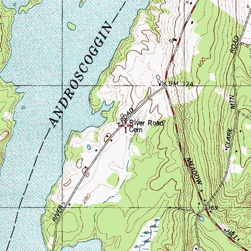 Topographic Map of River Road Cemetery, ME