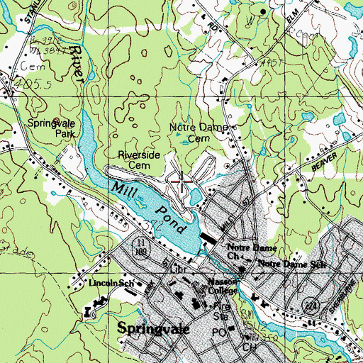 Topographic Map of Riverside Cemetery, ME
