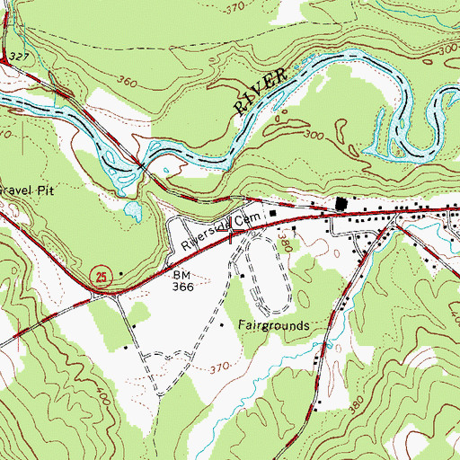 Topographic Map of Riverside Cemetery, ME