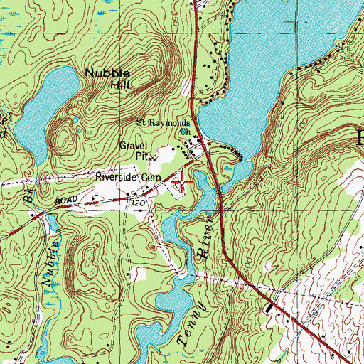 Topographic Map of Riverside Cemetery, ME