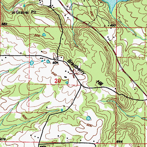 Topographic Map of Bradberry Hill, AR