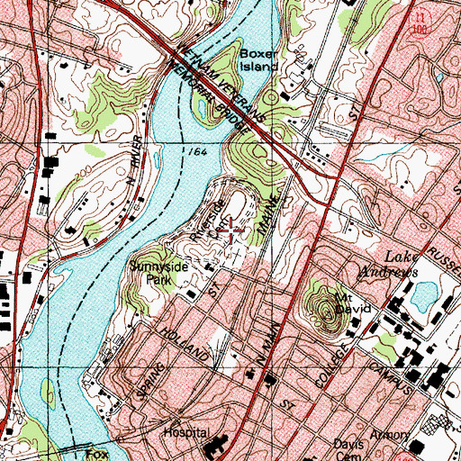 Topographic Map of Riverside Cemetery, ME