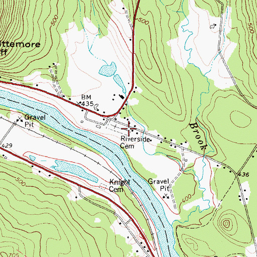Topographic Map of Riverside Cemetery, ME
