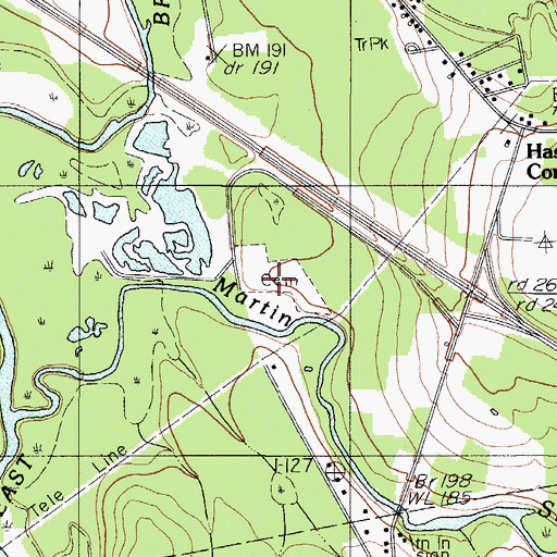 Topographic Map of Riverside Cemetery, ME