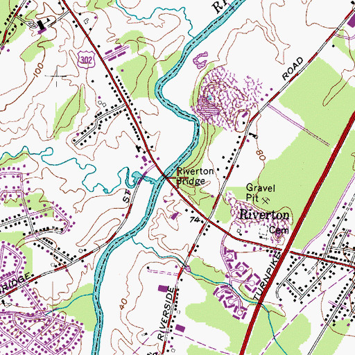 Topographic Map of Riverton Bridge, ME