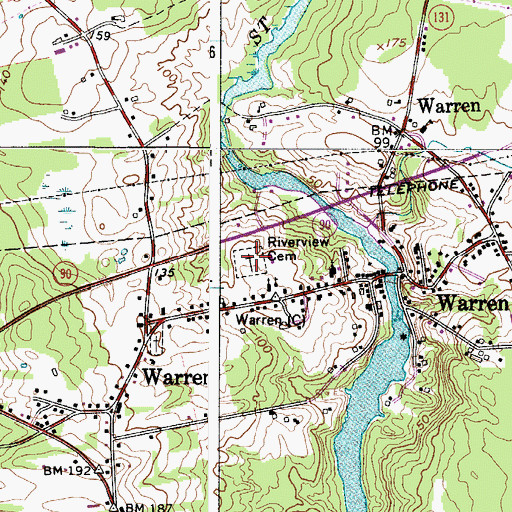 Topographic Map of Riverview Cemetery, ME