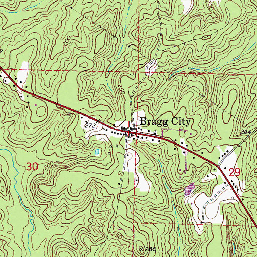 Topographic Map of Bragg City, AR