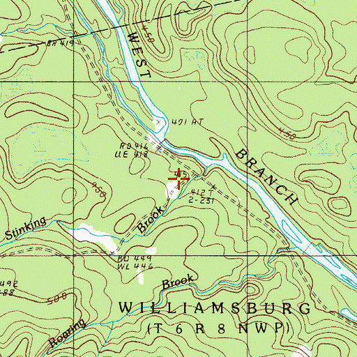 Topographic Map of Roaring Brook, ME
