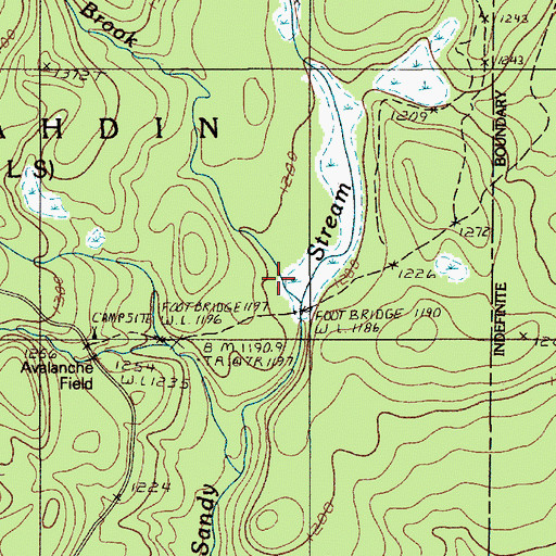 Topographic Map of Roaring Brook, ME