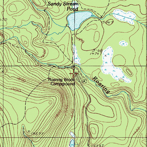 Topographic Map of Roaring Brook Campground, ME