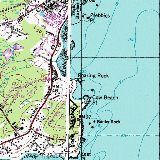 Topographic Map of Roaring Rock Point, ME