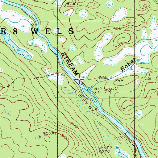 Topographic Map of Robar Brook, ME