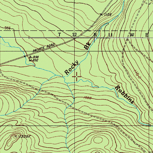 Topographic Map of Robbins Brook, ME
