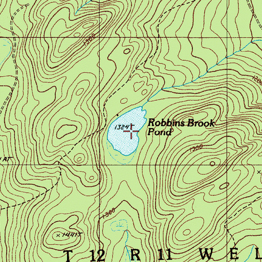 Topographic Map of Robbins Brook Pond, ME