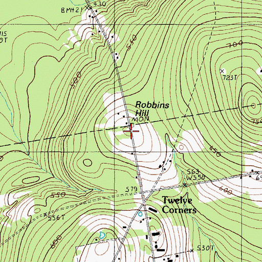 Topographic Map of Robbins Hill, ME