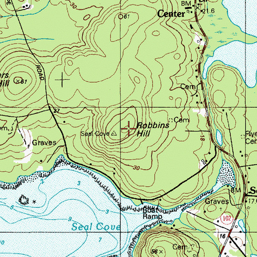 Topographic Map of Robbins Hill, ME
