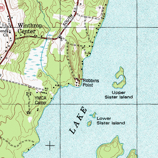 Topographic Map of Robbins Point, ME