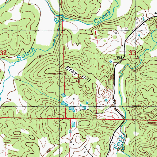 Topographic Map of Bray Hill, AR