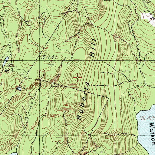 Topographic Map of Roberts Hill, ME