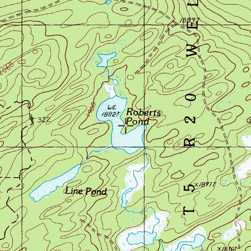 Topographic Map of Roberts Pond, ME