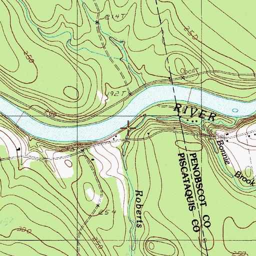 Topographic Map of Roberts Rocky Brook, ME