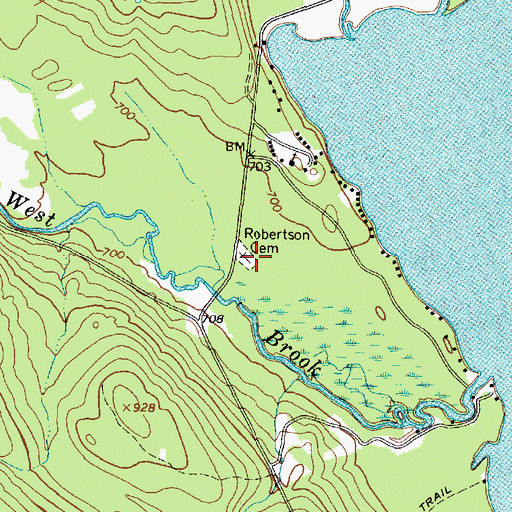 Topographic Map of Robertson Cemetery, ME