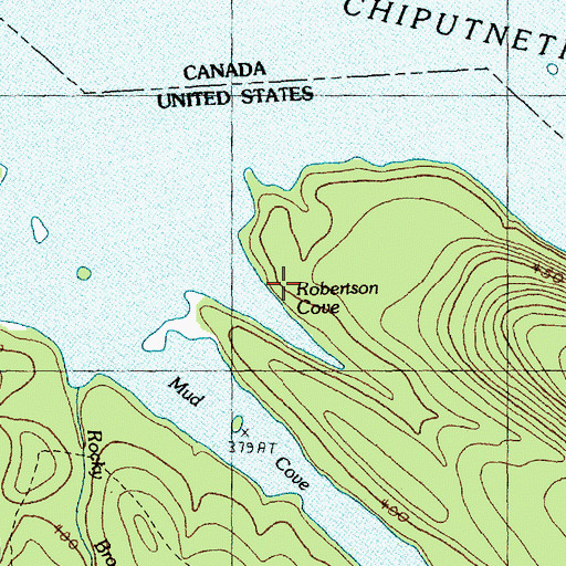 Topographic Map of Robertson Cove, ME
