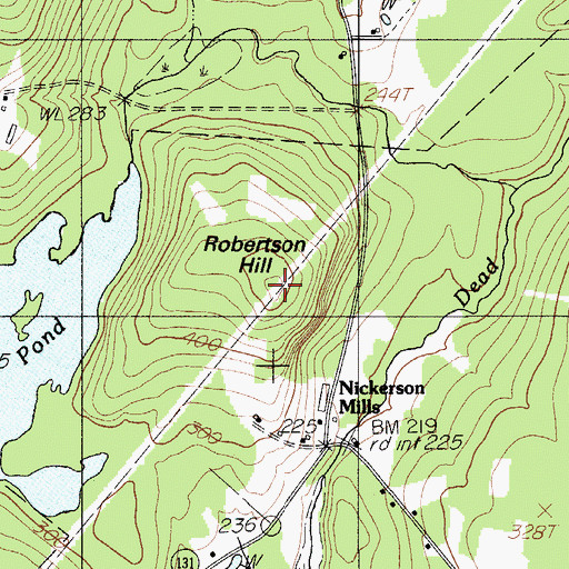 Topographic Map of Robertson Hill, ME