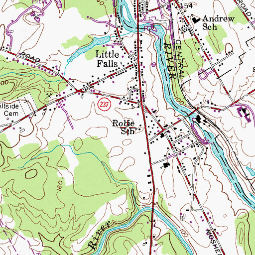 Topographic Map of Robie School, ME