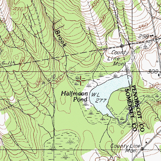 Topographic Map of Robinson Brook, ME
