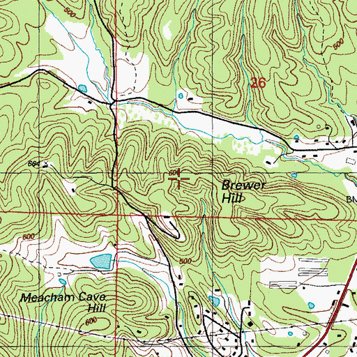 Topographic Map of Brewer Hill, AR