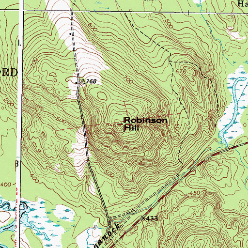 Topographic Map of Robinson Hill, ME