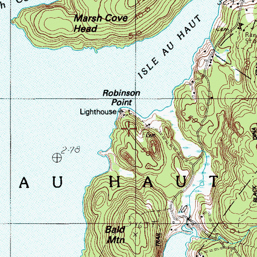 Topographic Map of Robinson Point, ME
