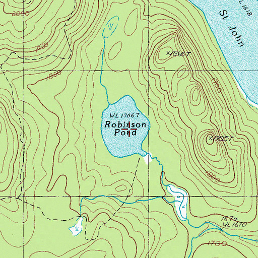 Topographic Map of Robinson Pond, ME