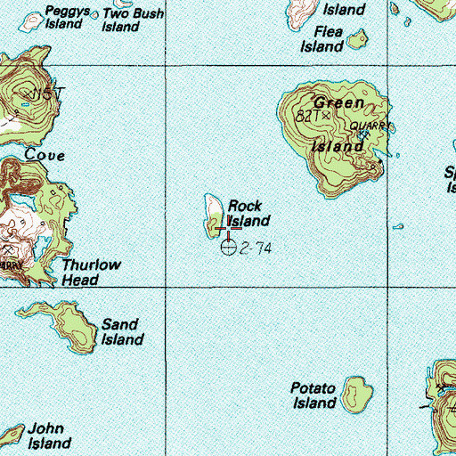 Topographic Map of Rock Island, ME