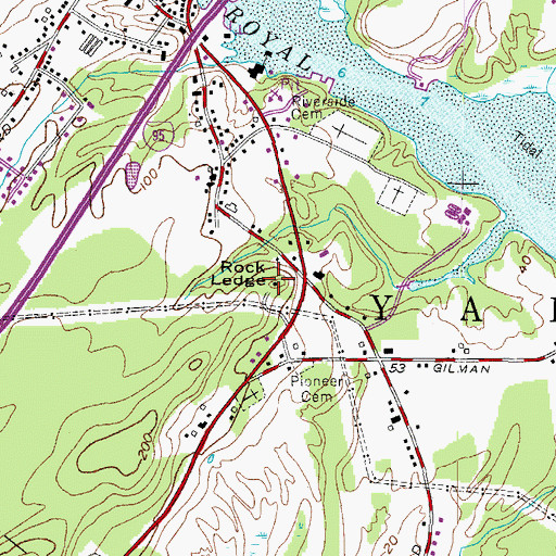 Topographic Map of Rock Ledge, ME