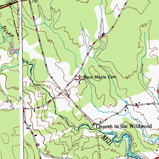 Topographic Map of Rock Maple Cemetery, ME