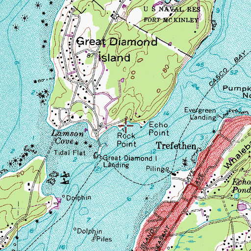 Topographic Map of Rock Point, ME