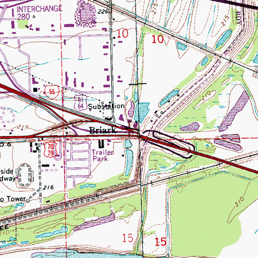 Topographic Map of Briark, AR