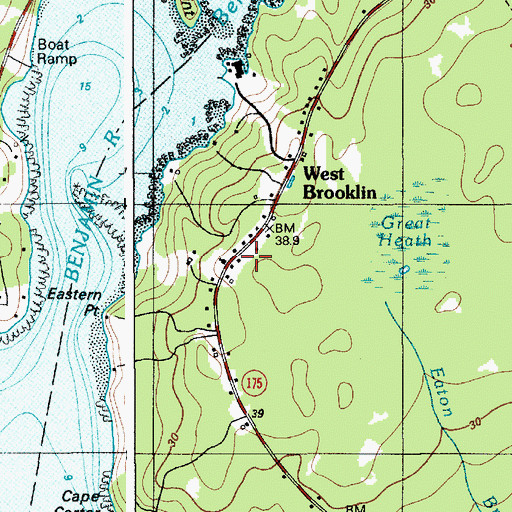 Topographic Map of Rockbound Chapel, ME